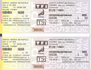 Photo: Sells Concert ticket CONCERT DE MYLENE FARMER - ZENITH DE NANTES