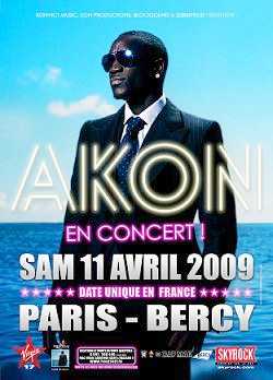 Photo: Sells Concert ticket PLACE CONCERT AKON 11 AVRIL 2009 DATE UNIQUE EN FR - PALAIS OMNISPORTS DE PARIS BERCY