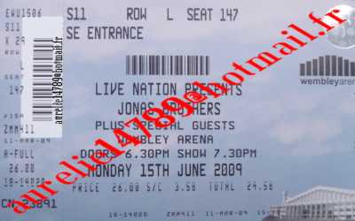 Photo: Sells Concert ticket JONAS BROTHERS - LONDRES WEMBLEY ARENA