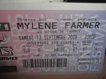Photo: Sells Concert ticket PLACE DE CONCERT MYLENE FARMER - PARIS