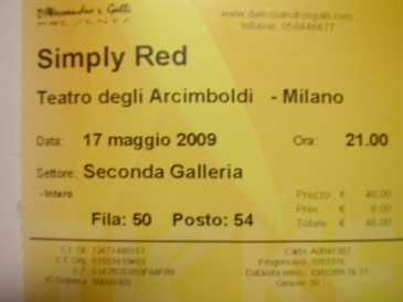 Photo: Sells Concert tickets CONCERTO SIMPLY RED, MILANO, 17/05/2009 - MILANO