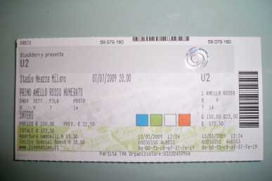 Photo: Sells Concert ticket CONCERTO U2 360° TOUR - STADIO SAN SIRO, MILANO