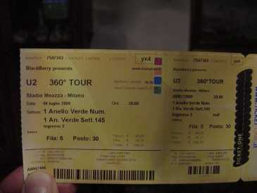 Photo: Sells Concert ticket U2  360 TOUR - STADIO  MEAZZA  MILANO
