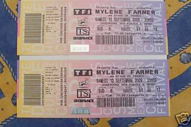 Photo: Sells Concert tickets CONCERT MYLENE FARMER 12/09/09 SDF - PARIS SDF