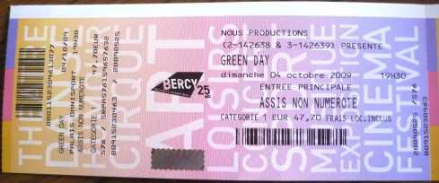 Photo: Sells Concert tickets GREEN DAY A BERCI - PARIS
