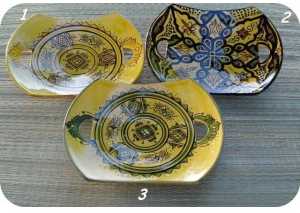 Photo: Sells 3 Barbotines earthenwares ARTISANAT PEINT A LA MAIN - Dish