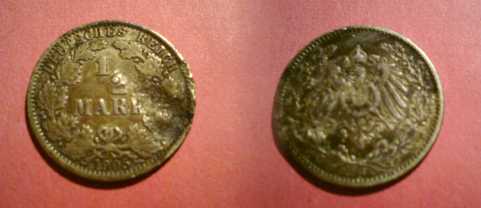 Photo: Sells Money / coin / bill 1/2 MARK MUNZE DEUTSCHES REICH 1905