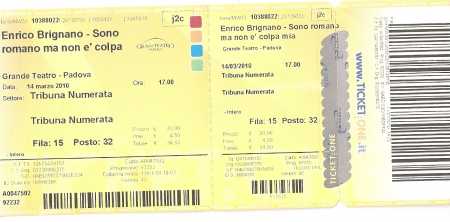 Photo: Sells Concert ticket ENRICO BRIGNANO - PADOVA