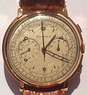 Photo: Sells Chronograph watch Men - MOVADO - MOVADO CRONO 1943 ORO 18K