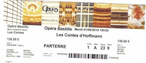 Photo: Sells Concert ticket LES CONTES D'HOFFMANN - PARIS, OPERA BASTILLE