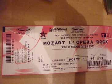 Photo: Sells Concert ticket MOZART L'OPERA ROCK - PARIS