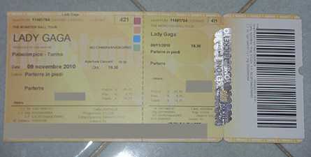 Photo: Sells Concert tickets LADY GAGA - TORINO