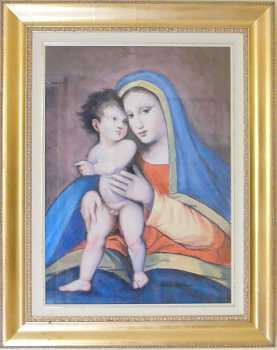 Photo: Sells Watercolor / gouache RIPR. MADONNA CON BAMBINO TECNICA PASTELLO - XIXth century