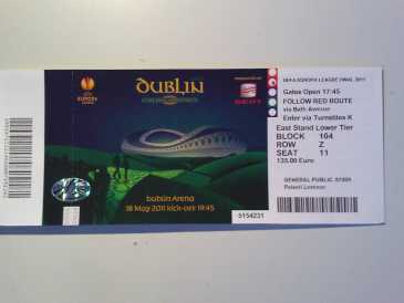 Photo: Sells Sport tickets FINAL UEFA CUP CAT1  BLOCK104 - DUBLIN