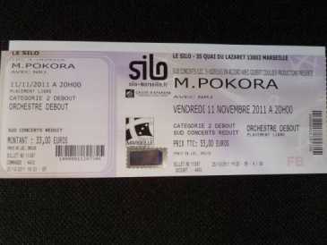 Photo: Sells Concert tickets CONCERT M.POKORA - SILO A MARSEILLE