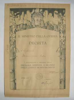 Photo: Sells Medal BREVETTO DELLA MEDAGLIA INTERALLEATA / ANNO 1924 - Military decoration - Between 1917 and 1939