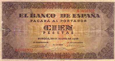 Photo: Sells Stamp / postal card BILLETE DE 100 PESETAS BANCO DE BURGOS BC