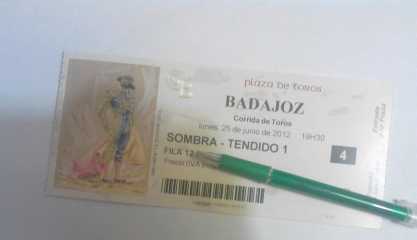 Photo: Sells Spectacle ticket TOURADA DE JOSE TOMAS - BADAJOZ
