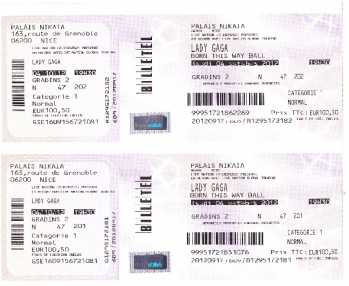 Photo: Sells Concert ticket CONCERT LADY GAGA - PALAIS NIKAIA