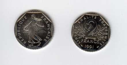 Photo: Sells Money / coin / bill 2 FRANCS SEMEUSE 1991