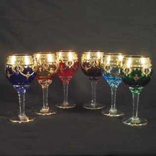 Photo: Sells Glass objects VETRO MURANO SERVIZIO 6 BICCHIERI ARLECCHINO - Glass