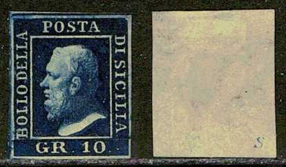 Photo: Sells Unused (mint) stamp 1859 SICILE:  10 GR.  NO: 12  NEUF* (C. 1500 <span title=