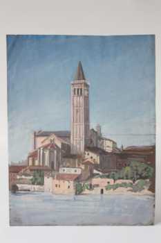 Photo: Sells 3 Watercolors /s gouaches VERONA SANT'ANASTASIA - XXth century