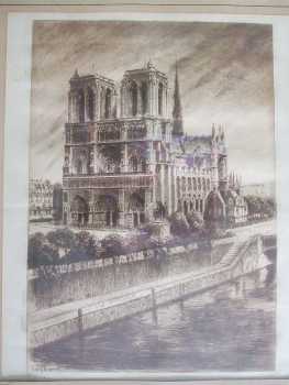 Photo: Sells Engraving NOTRE-DAME DE PARIS - XXth century
