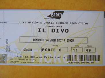 Photo: Sells Concert tickets IL DIVO 24 JUNE 2007 WORLD TOUR CONCERT - PARIS BERCY