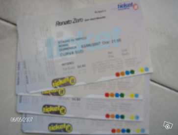 Photo: Sells Concert ticket RENATO ZERO 3 GIUGNO 2007 - ROMA STADIO OLIMPICO