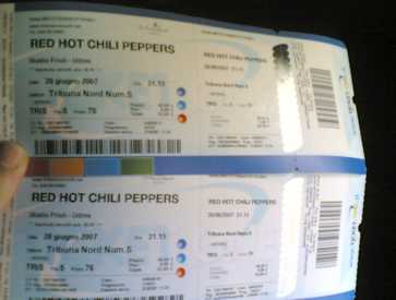 Photo: Sells Concert tickets RED HOT CHILI PEPPERS_UNICA TAPPA ITALIANA - UDINE