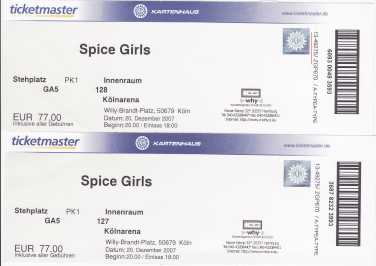 Photo: Sells Concert tickets CONCERTO SPICE GIRLS - COLONIA KOLNARENA