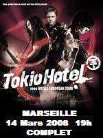 Photo: Sells Concert tickets VENDS PLACES  TOKIO HOTEL MARSEILLE LE 14 MARS 200 - LE DOME DE MARSEILLE