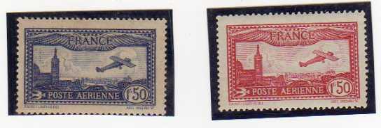 Photo: Sells 2 Unuseds (mint)s stamps AVION SURVOLANT MARSEILLE - Aviation