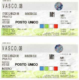 Photo: Sells Concert ticket CONCERTO VASCO 6 E  7 GIUGNO - MILANO