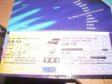 Photo: Sells Concert ticket CELINE DION 25 MAI 08 - PALAIS OMNISPORT DE PARIS