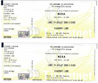 Photo: Sells Concert tickets MIKA - VELODROME D'ARCACHON