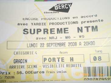 Photo: Sells Concert tickets CONCERT  SUPREME NTM - BERCY